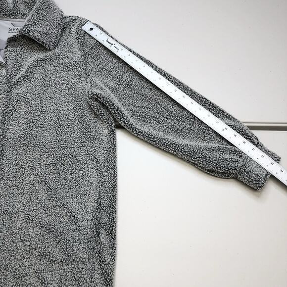 Spanx Luxe Fleece Shirt Jacket Shacket Teddy Cozy Button Down In Gray Size M - Picture 4 of 9